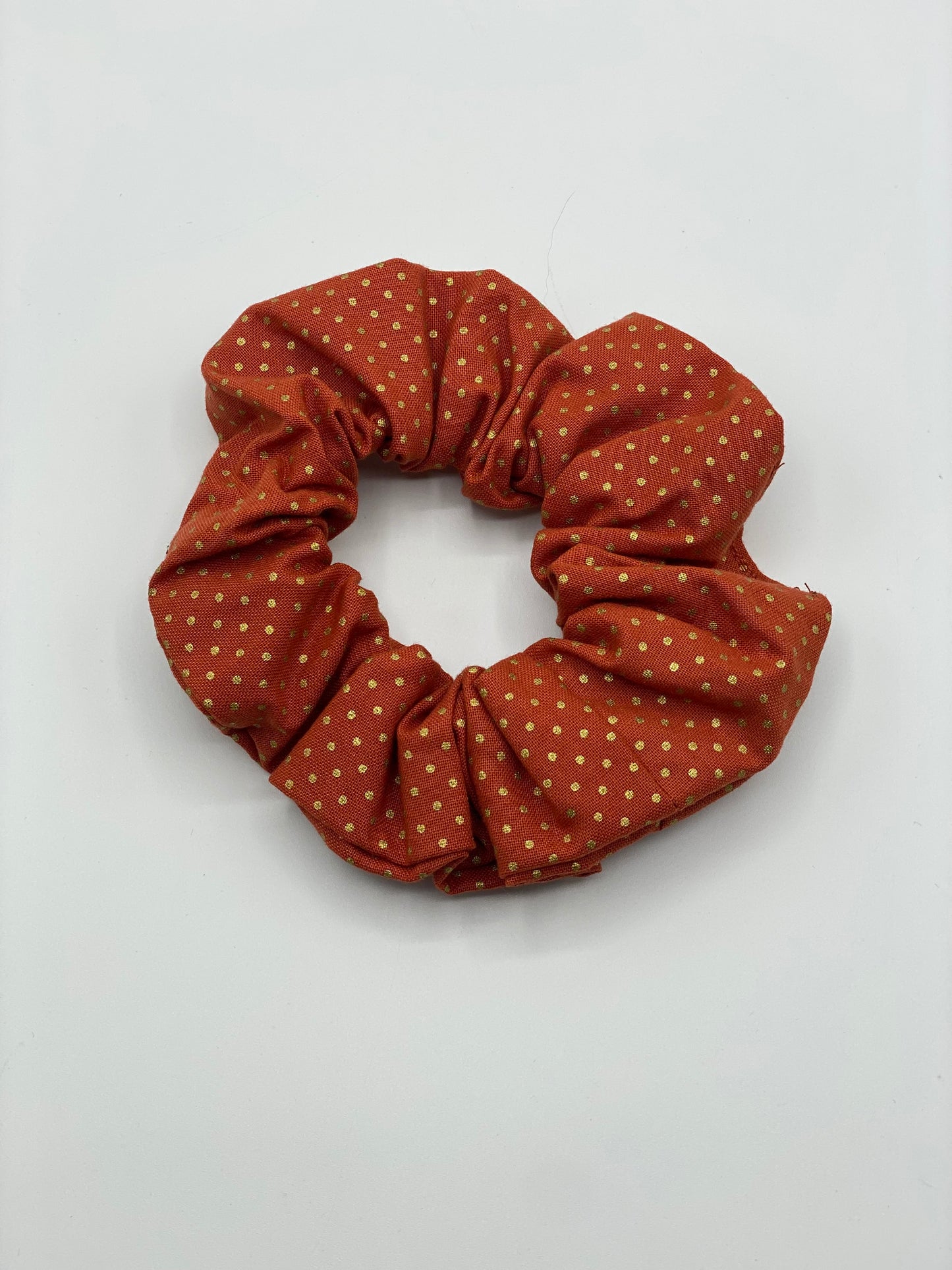 Orange w/ Gold Dots Scrunchie