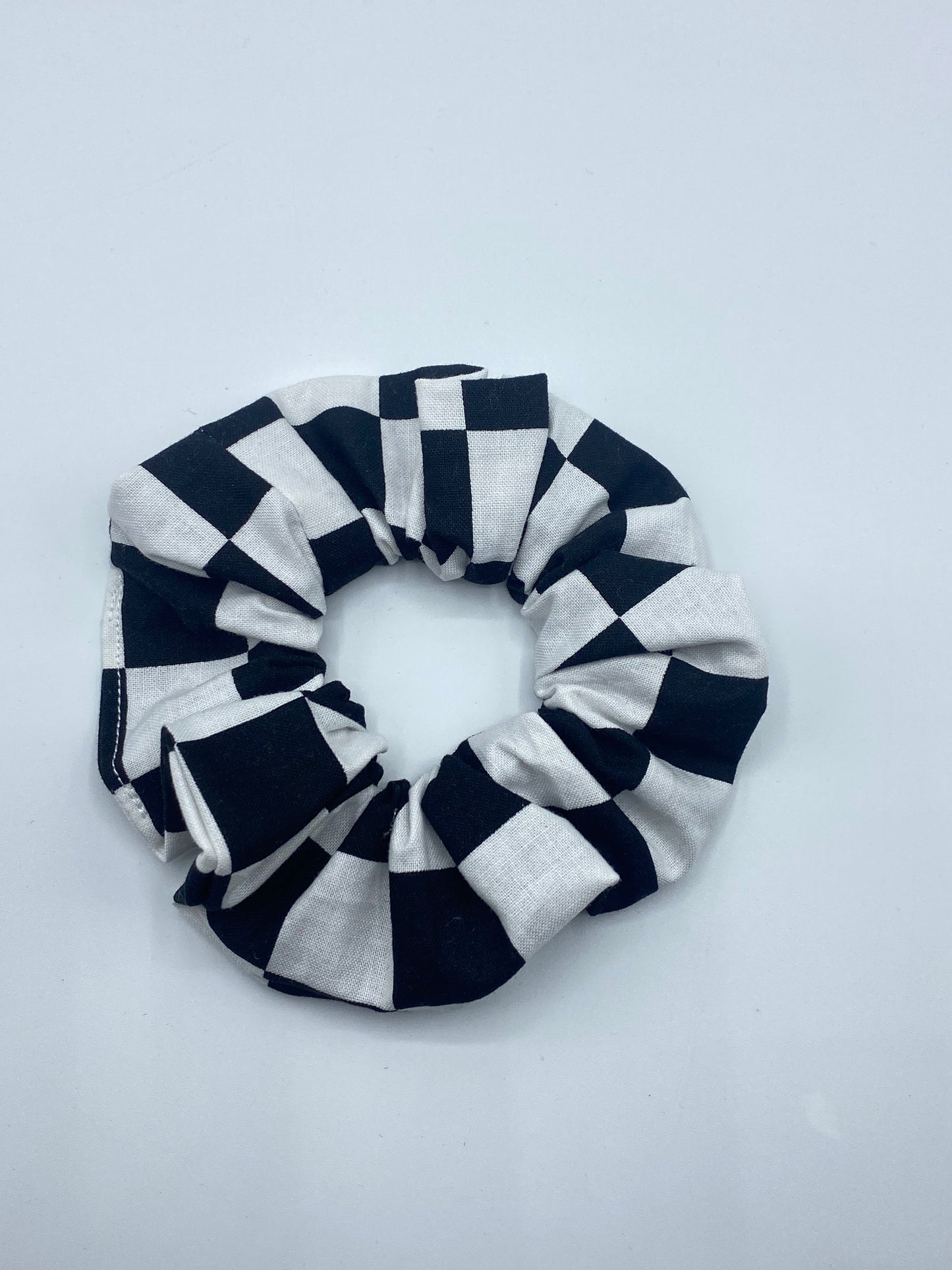 Black and White Check Scrunchie