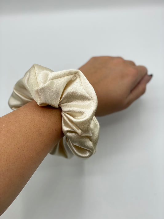 Ivory Satin Scrunchie