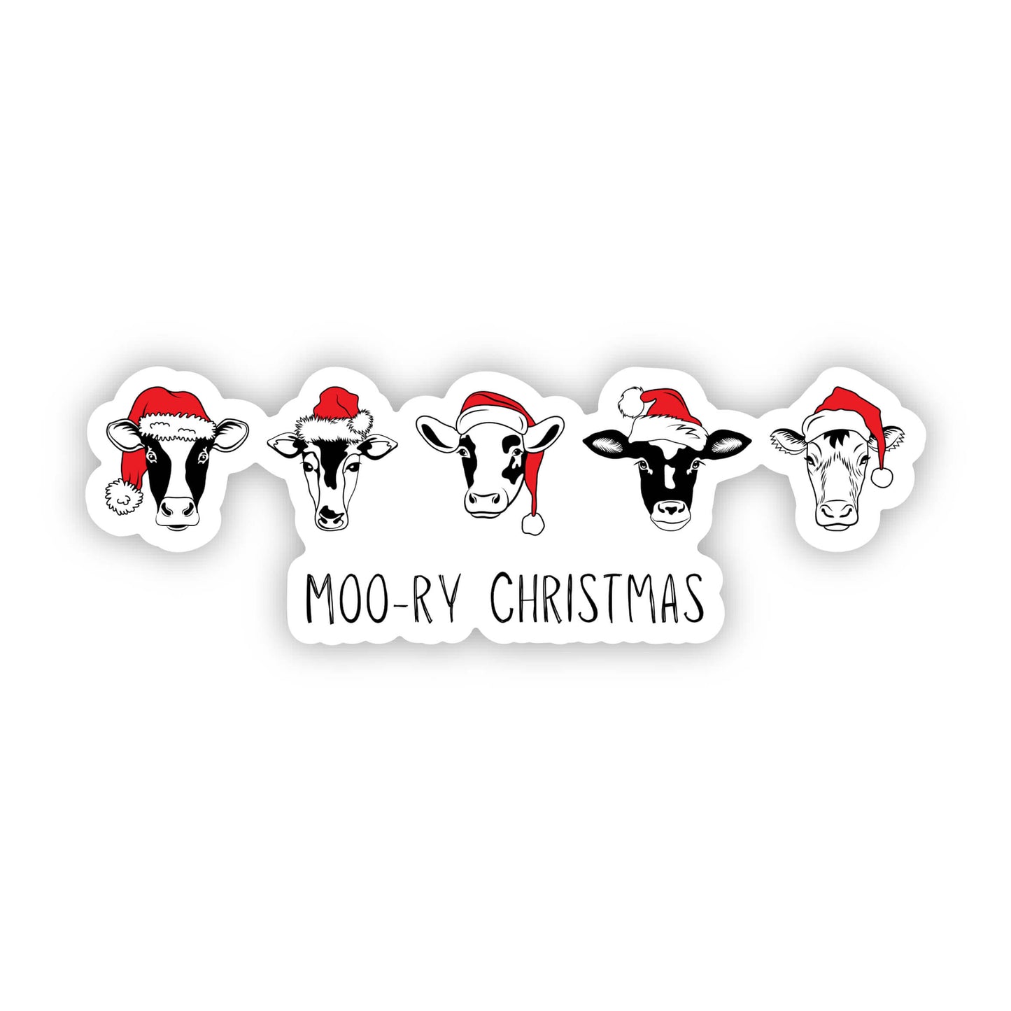 Moo-ry Christmas Sticker