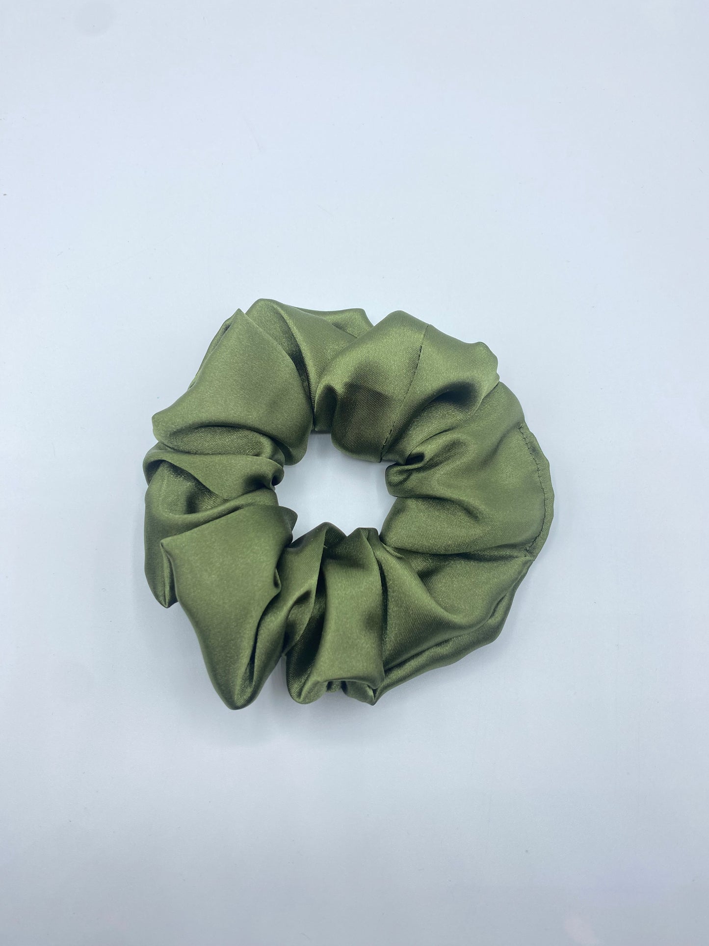 Olive Satin Scrunchie