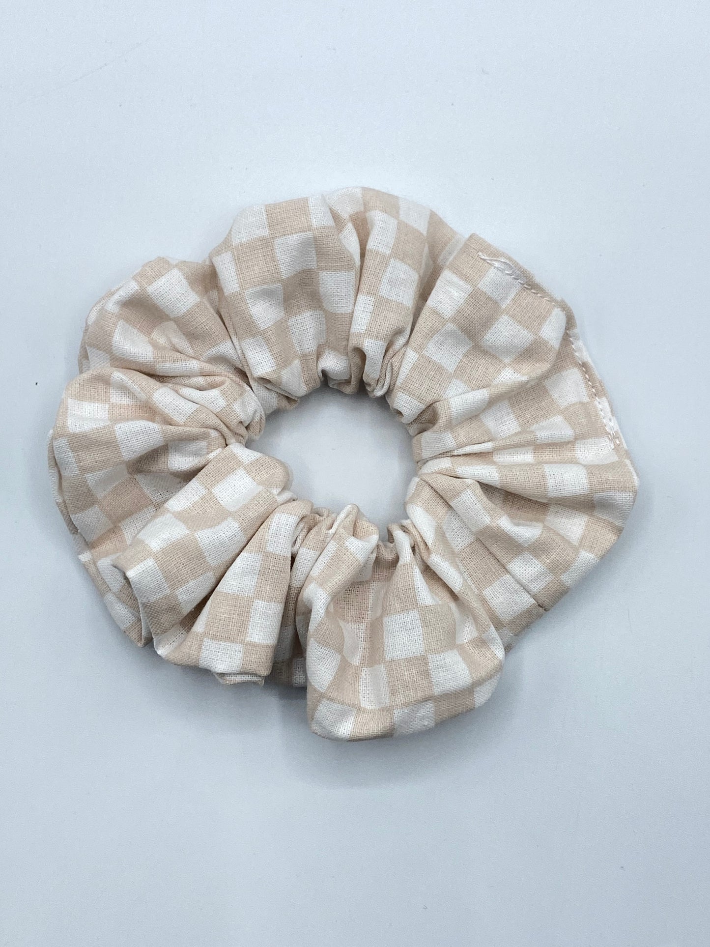 Creme and White Check Scrunchie