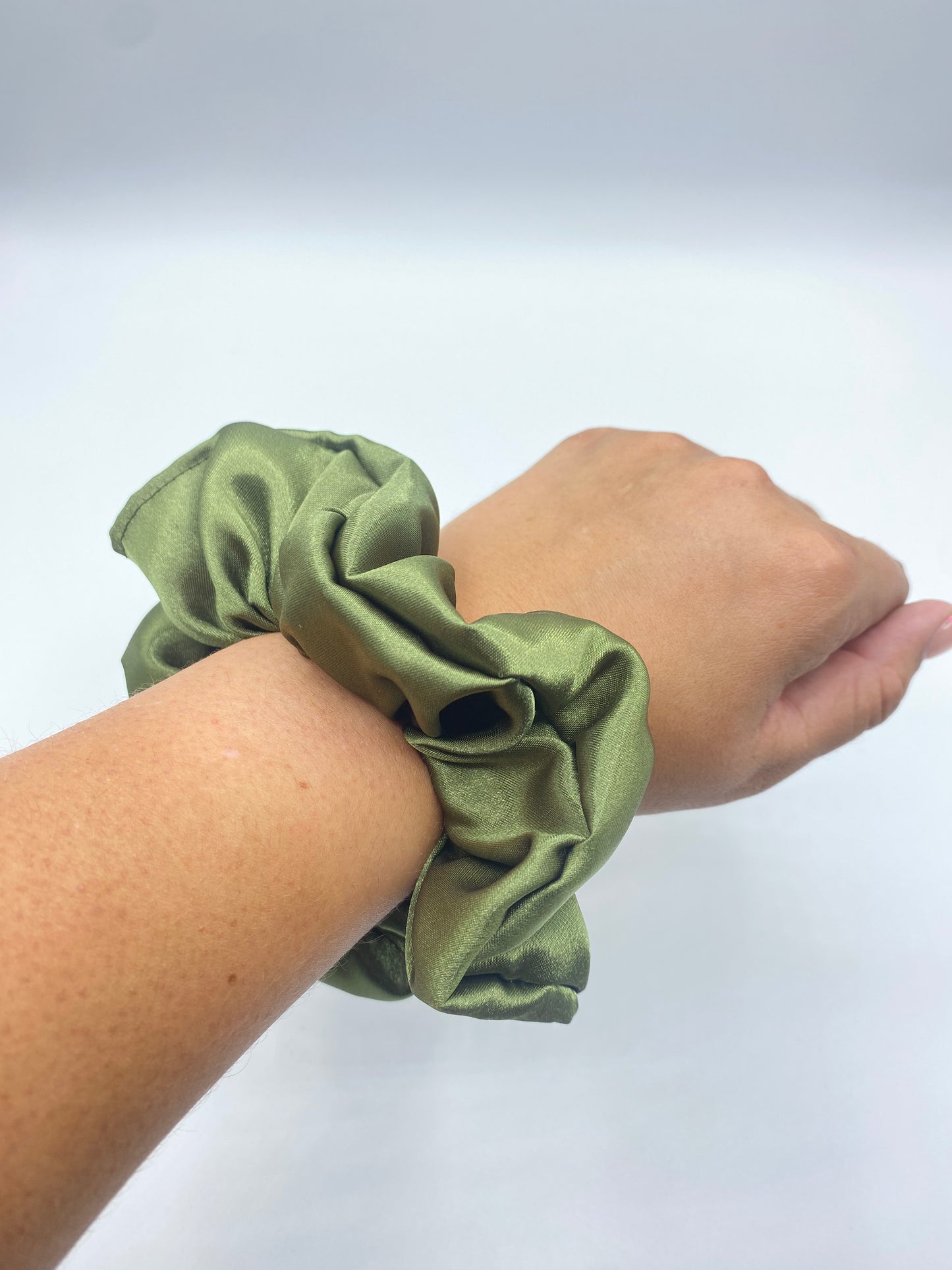 Olive Satin Scrunchie