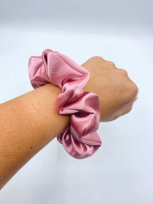 Pink Satin Scrunchie