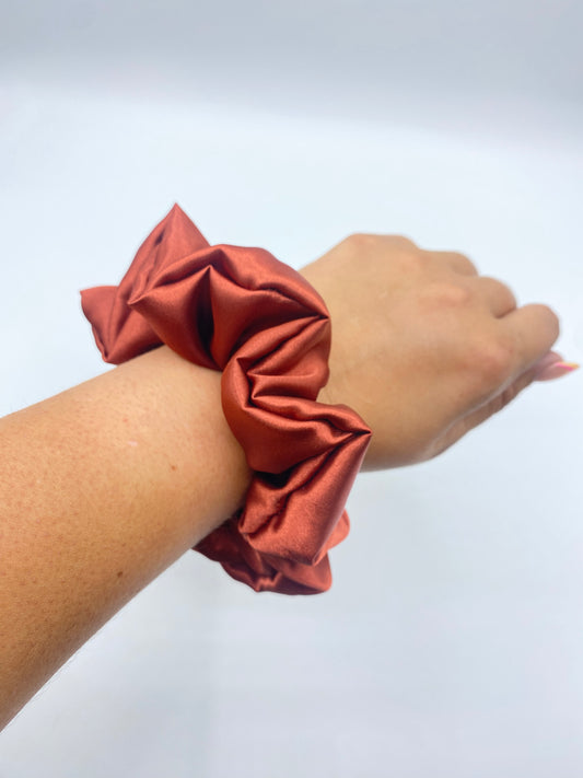 Burgundy/Burnt Orange Satin Scrunchie