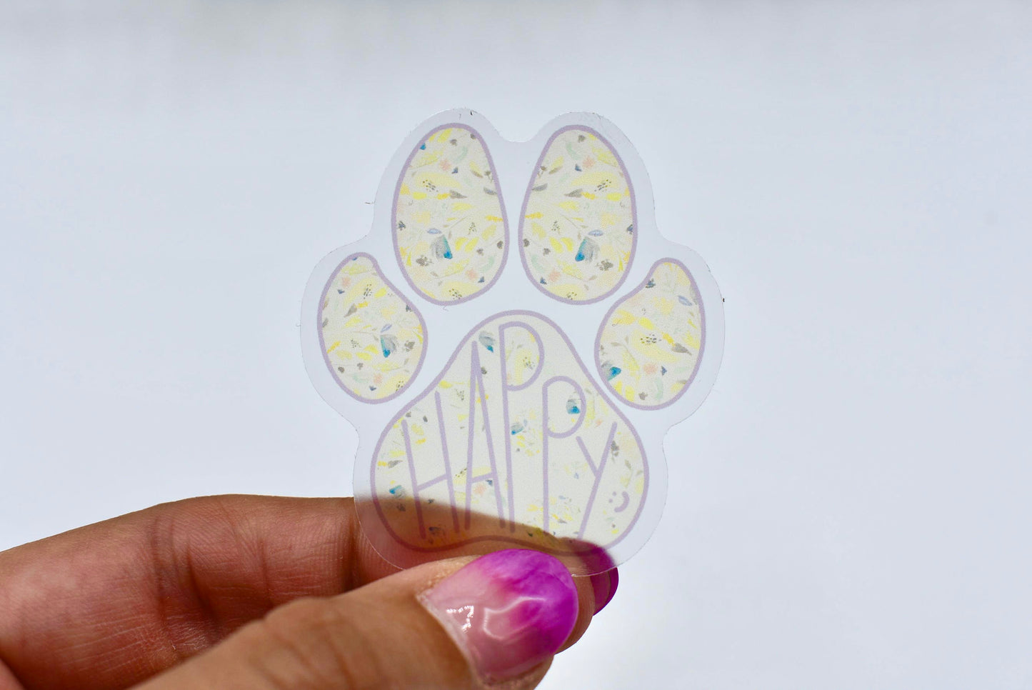 Happy Floral Paw Print Sticker