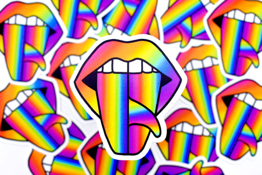 Rainbow Surf Board Tongue Sticker